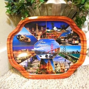 Vintage San Francisco Landmarks Large Metal Souvenir Bar Tray